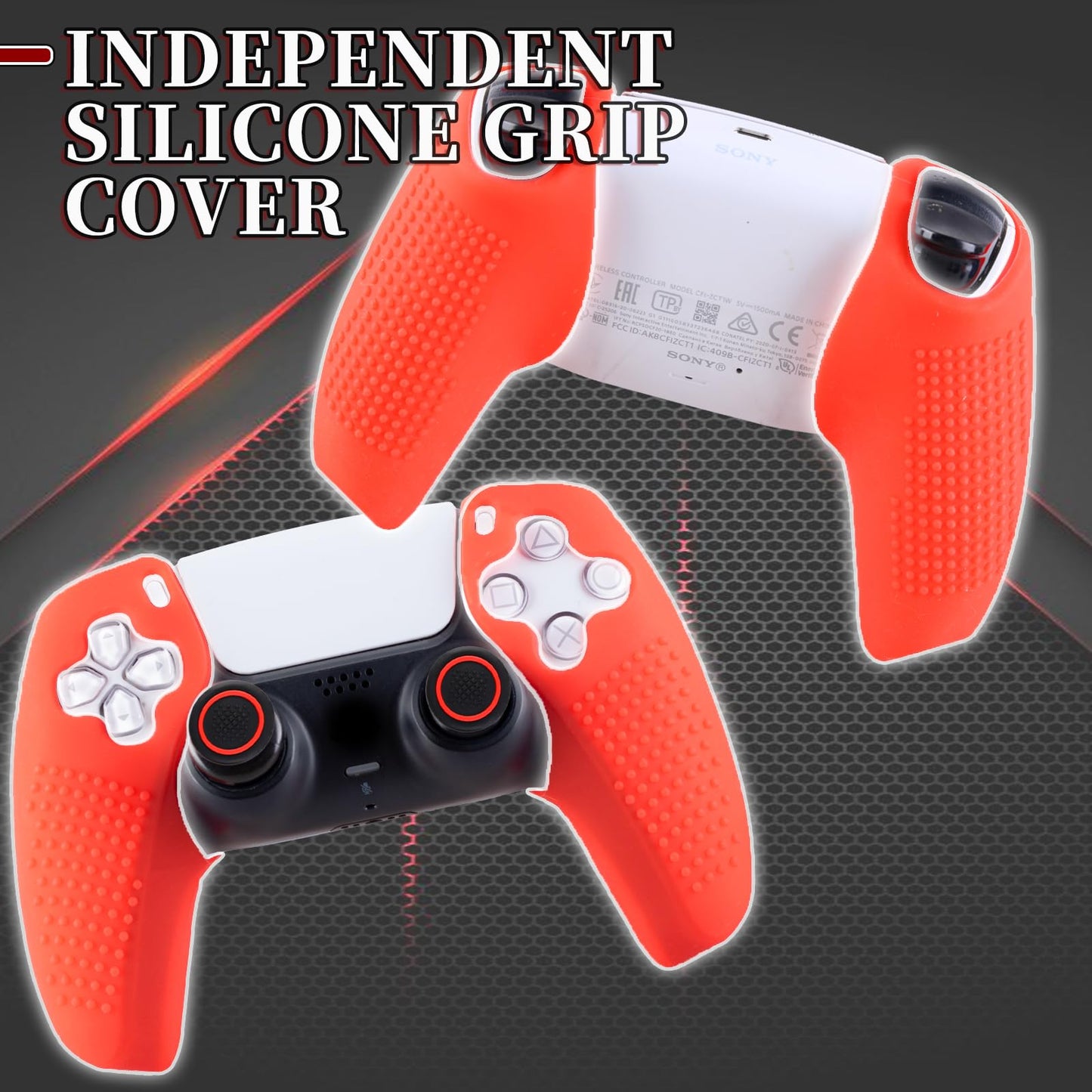 SoAegis Split Anti-Slip Controller Skin Set, with 2 Thumb Grips & 2 Elevated Base, Individually Silicone Grip Controller Case for PS5 DualSense