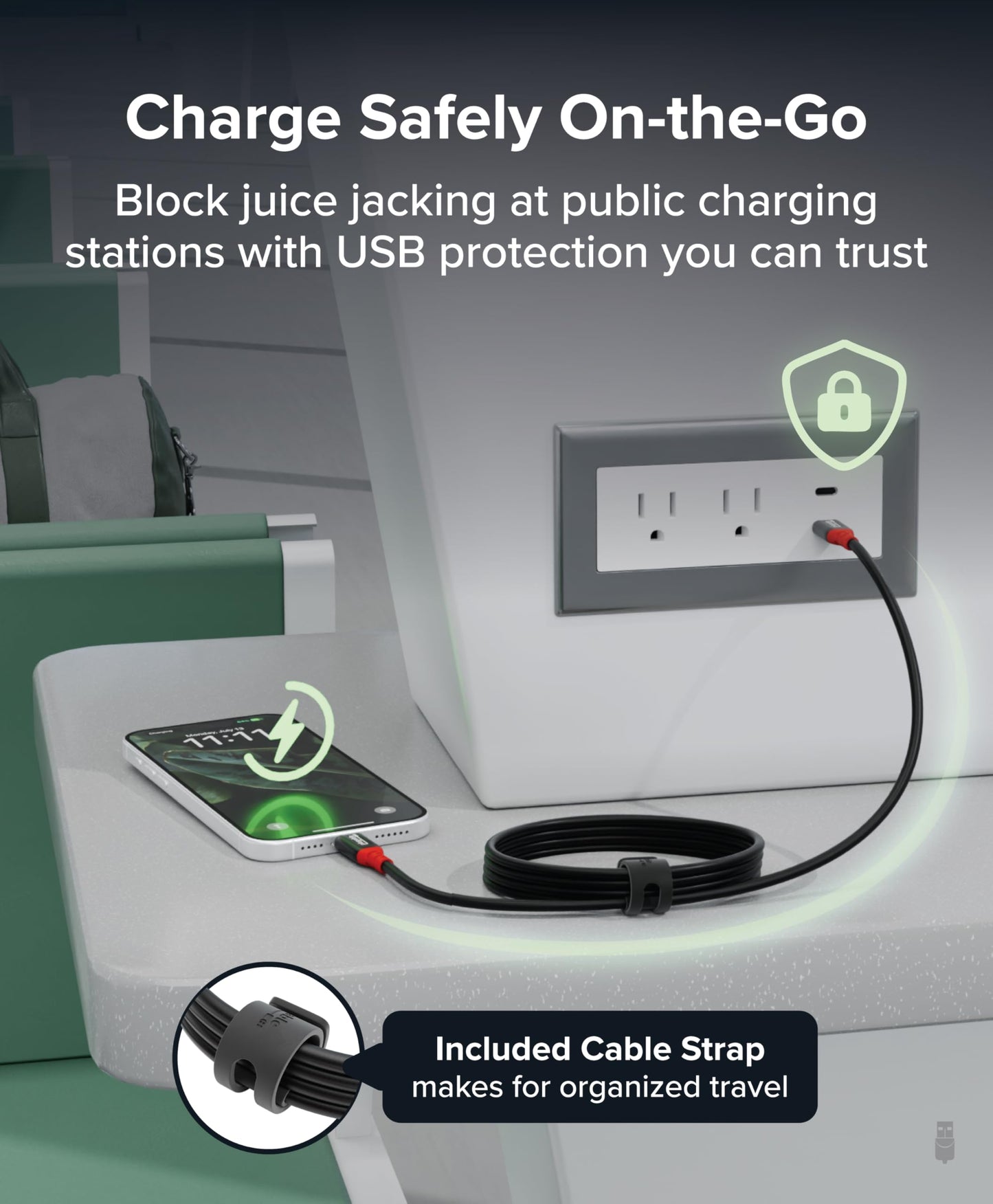 Plugable USB C to USB C Cable, Data Blocker Charge Only Cable (2m/6.6ft): 240W Safe Fast Charging for MacBook, iPhone 15/16, iPad, Galaxy S24, XPS