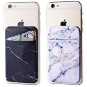 2Pack Marble Adhesive Phone Pocket,Cell Phone Stick On Card Wallet Sleeve,Credit Cards/ID Card Holder(Double Secure) with Sticker for Back