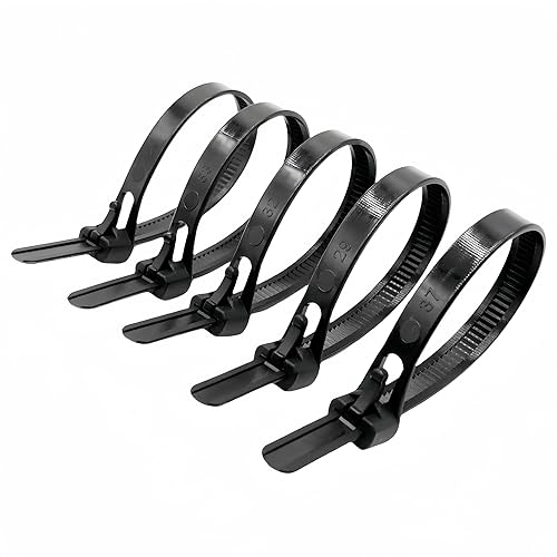 HOTUN 100 Pcs Reusable Releasable Adjustable Nylon Cable Zip Ties(14 Inch,Black)