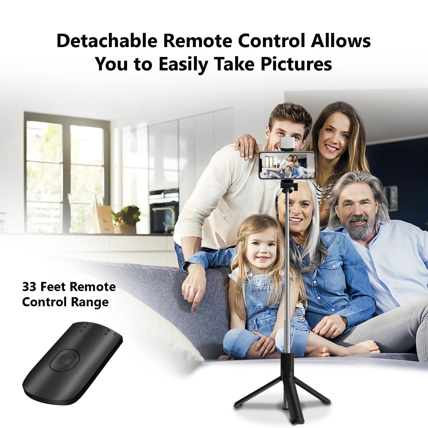 Selfie Stick Tripod, 40in Retractable Phone Tripod with Wireless Remote Control & Light, Portable Selfie Stick Tripod for Photograph, Video Recording