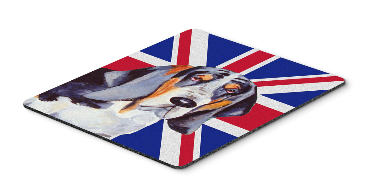 Caroline's Treasures LH9479MP "Basset Hound with English Union Jack British Flag Mouse Pad, Hot Pad or Trivet" for Home Office Gaming Working
