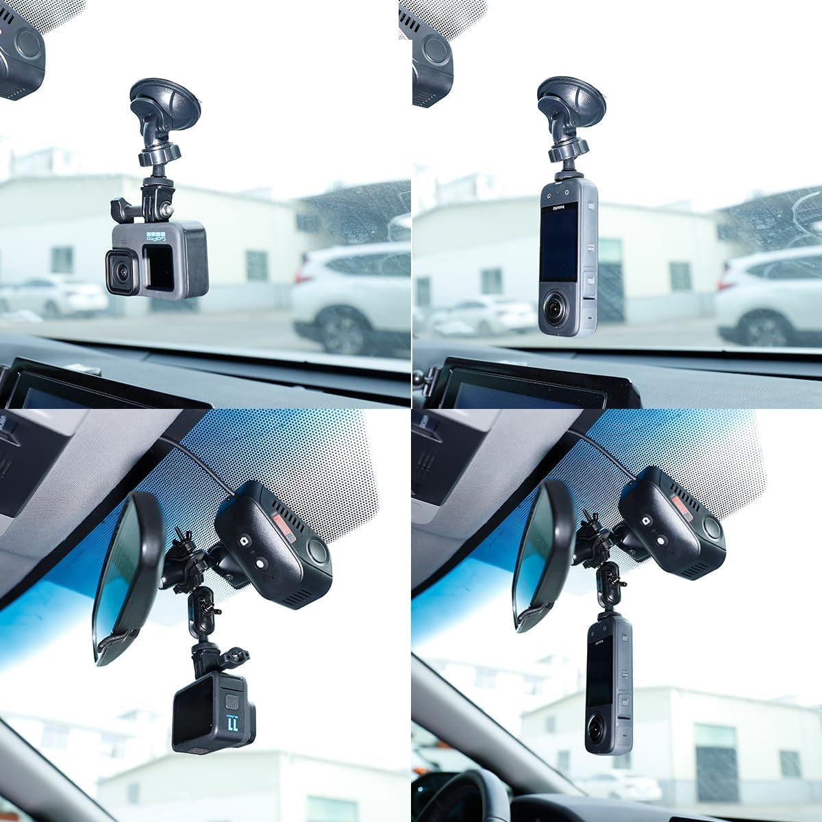 PellKing Rear View Mirror Holder Suction Cup Kit for Insta360 X5/X4/X3/X2/X,360 Rotation Ball Head Rear View Holder Suction Cup Mount Kit Compatible