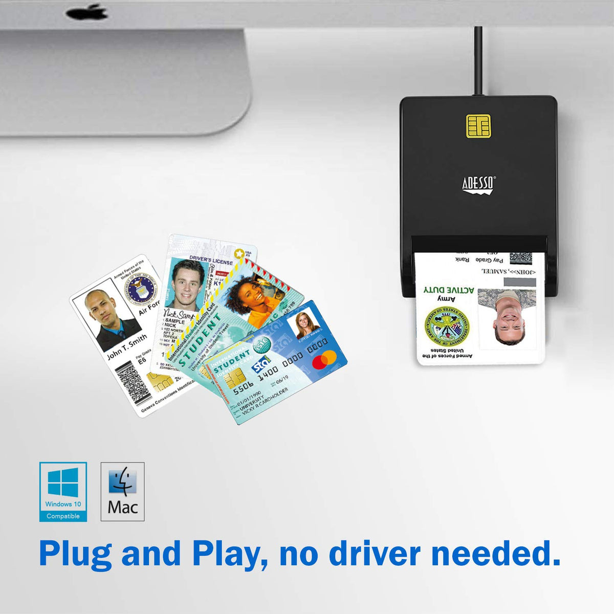 Adesso SCR-100 Smart ID Credit Card Reader