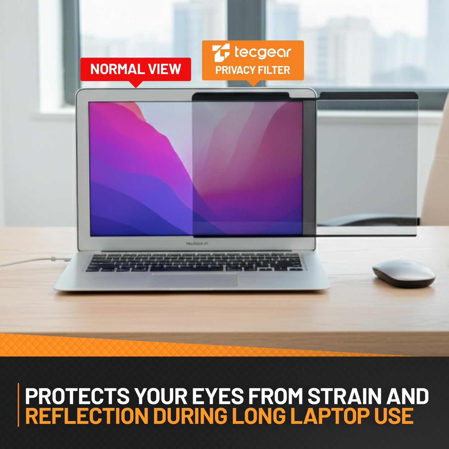 Tecgear Privacy Screen Filter 15 Inch | MacBook 15 Inch M1 Privacy Filter | Magnetic Laptop Screen Protector | Anti Glare Blue Light Blocking Magnetic