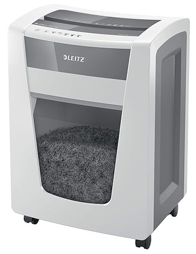 Leitz IQ Office Pro Chipper CH, Micro Cut, Safety Level P5, Capacity 15 Sheets, 30 Litre Waste Bin, Swiss Plug, White, 80052000
