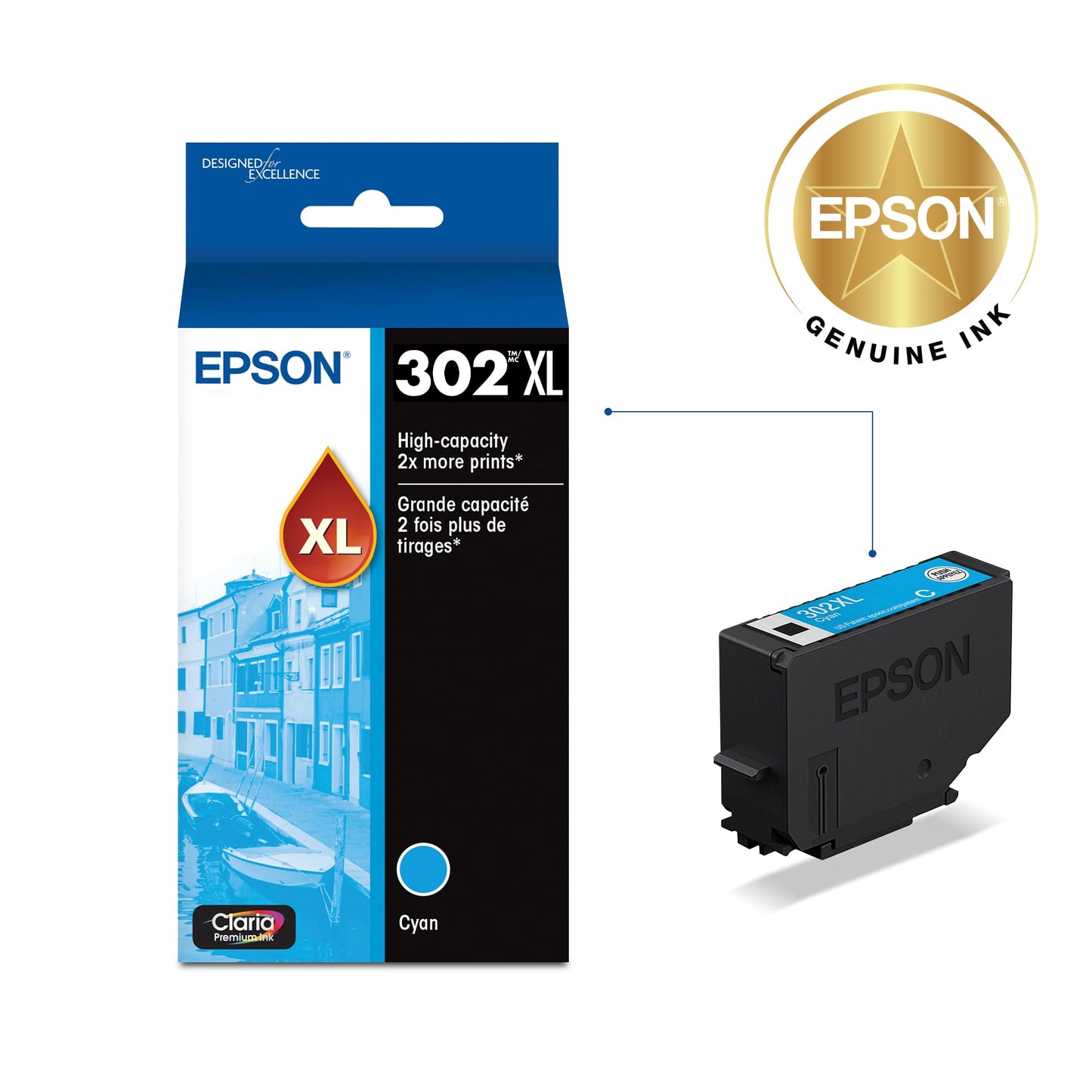 Epson T302XL220 Claria Premium High-capacity Ink Cartridge - Cyan
