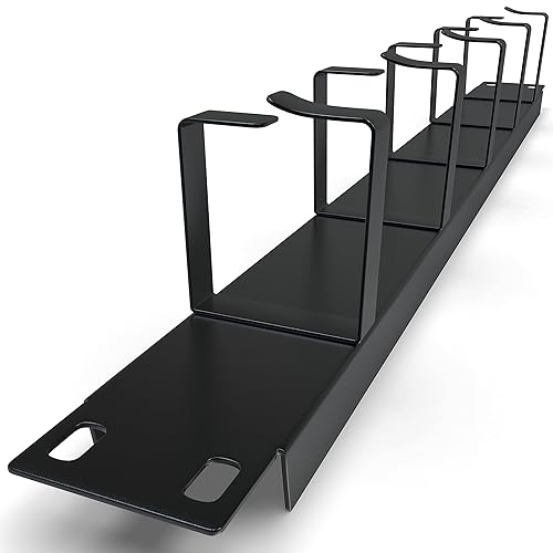 Cable Management Panel - 1U Wire Manager with 5 D-Ring Hooks Horizontal Rackmount for 19" Server Rack Network Cabinet - Tupavco TP1714