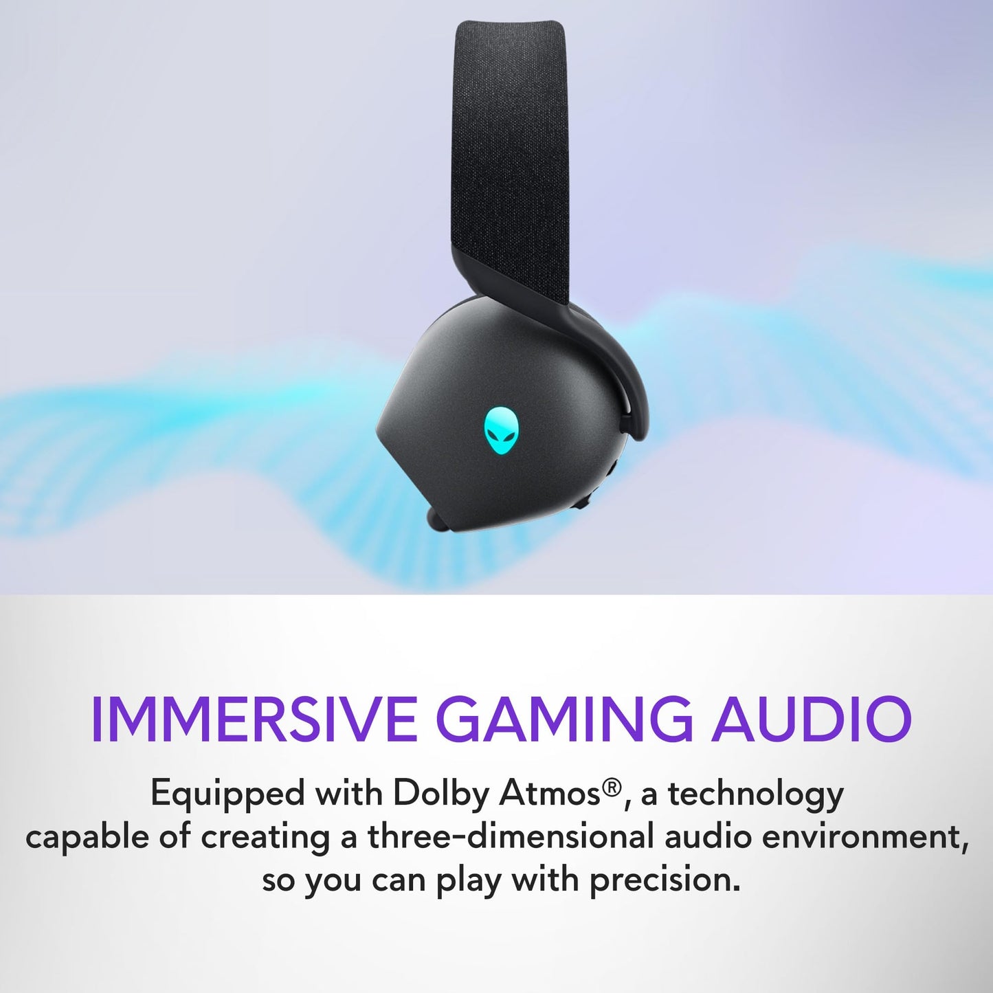 Alienware Tri-Mode Wireless Gaming Headset AW725H - Wired/Wireless, Bluetooth 5.3, Audio Output - 20 Hz, Mini-Phone (3.5mm), Battery Talk Time Up…