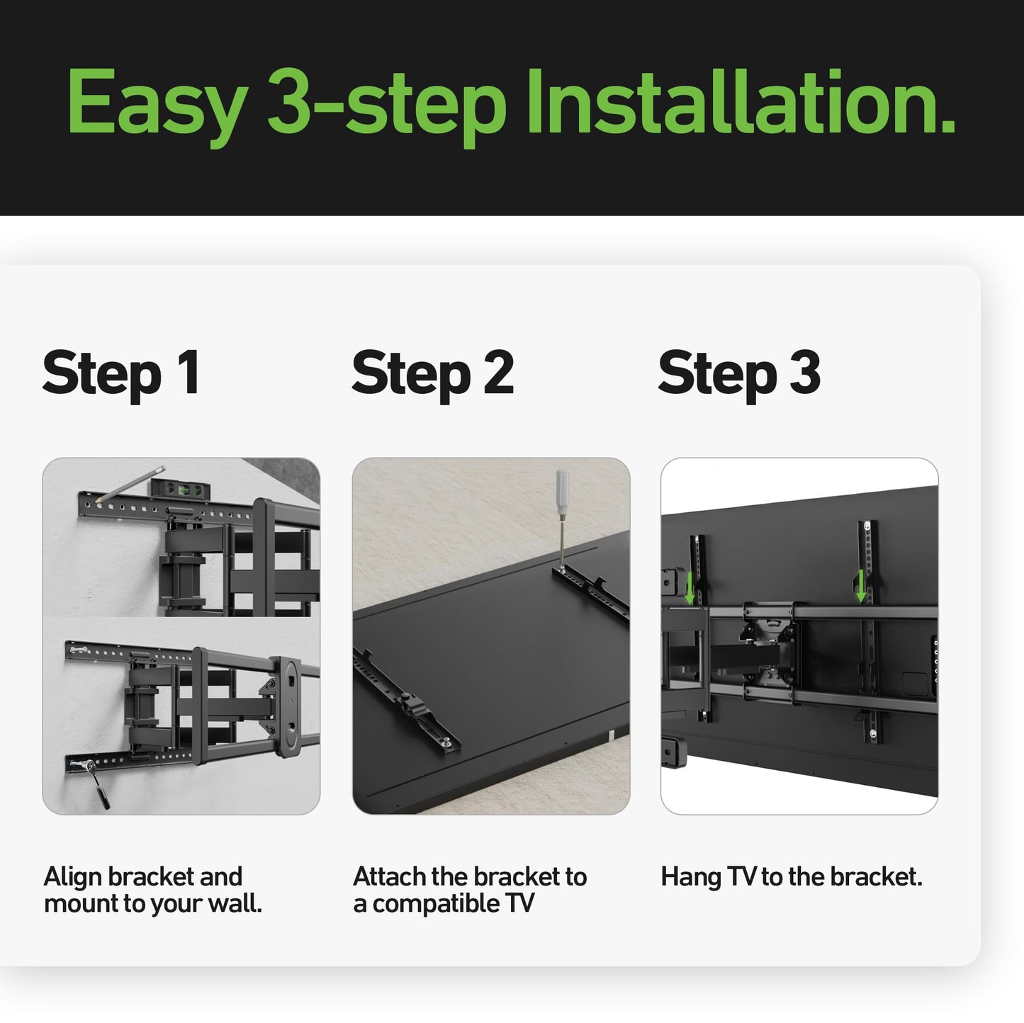 Heavy Duty Dual Arm Articulating TV Wall Mount Bracket for LG OLED evo G4 4K Smart TV 2024 with Supplied Wall Mount OLED97G4WUA 97 Inch TV - Tilt