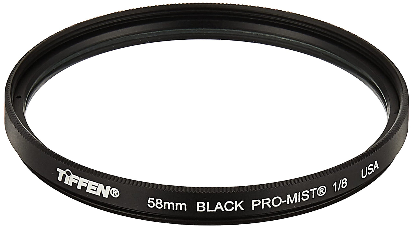 Tiffen 58mm Black Pro-Mist 1/8 Filter|Black Pro-Mist Filter|Ultra Slim|Cinematic Effect Camera for Portrait Photography/Video/Vlog