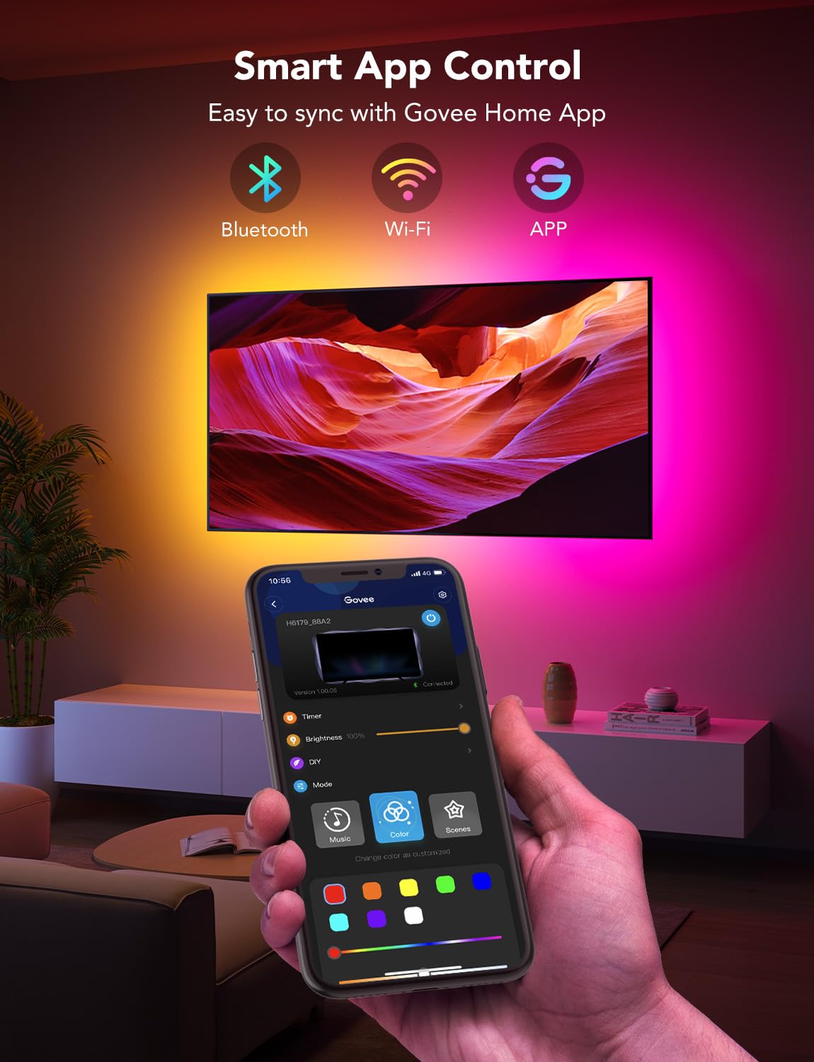 Govee TV LED Backlight Strip, RGBIC Smart LED Backlight for 40-50inch TVs, Music Sync, Wi-Fi Bluetooth & App Control, Works with Alexa & Google