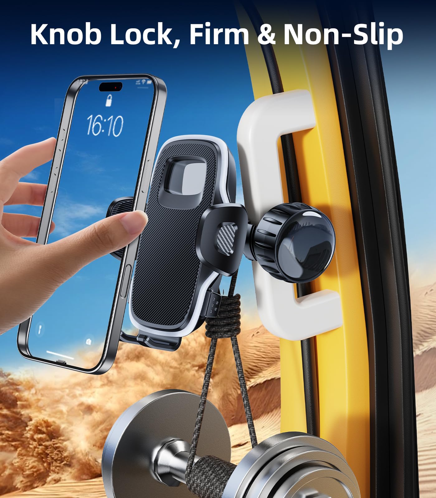 DICMKY A Pillar Grab Handle Phone Mount, Handle Bar Phone Holder for Semi Truck Drivers, Universal Cell Phone Clip Holders for Your Car, Pickup, SUV