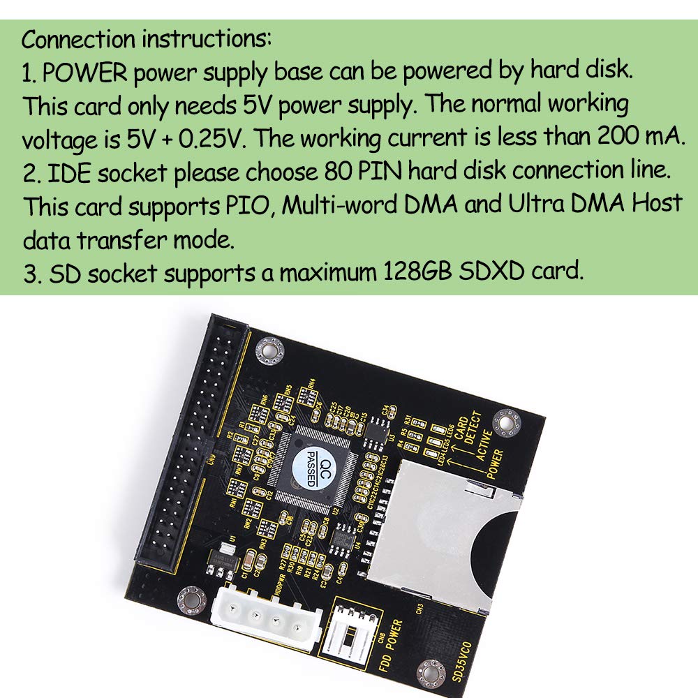 KOOBOOK 1Pcs SD SDHC Card to IDE 3.5" 40Pin Male Adapter Male IDE Hard Disk Drive Adapter