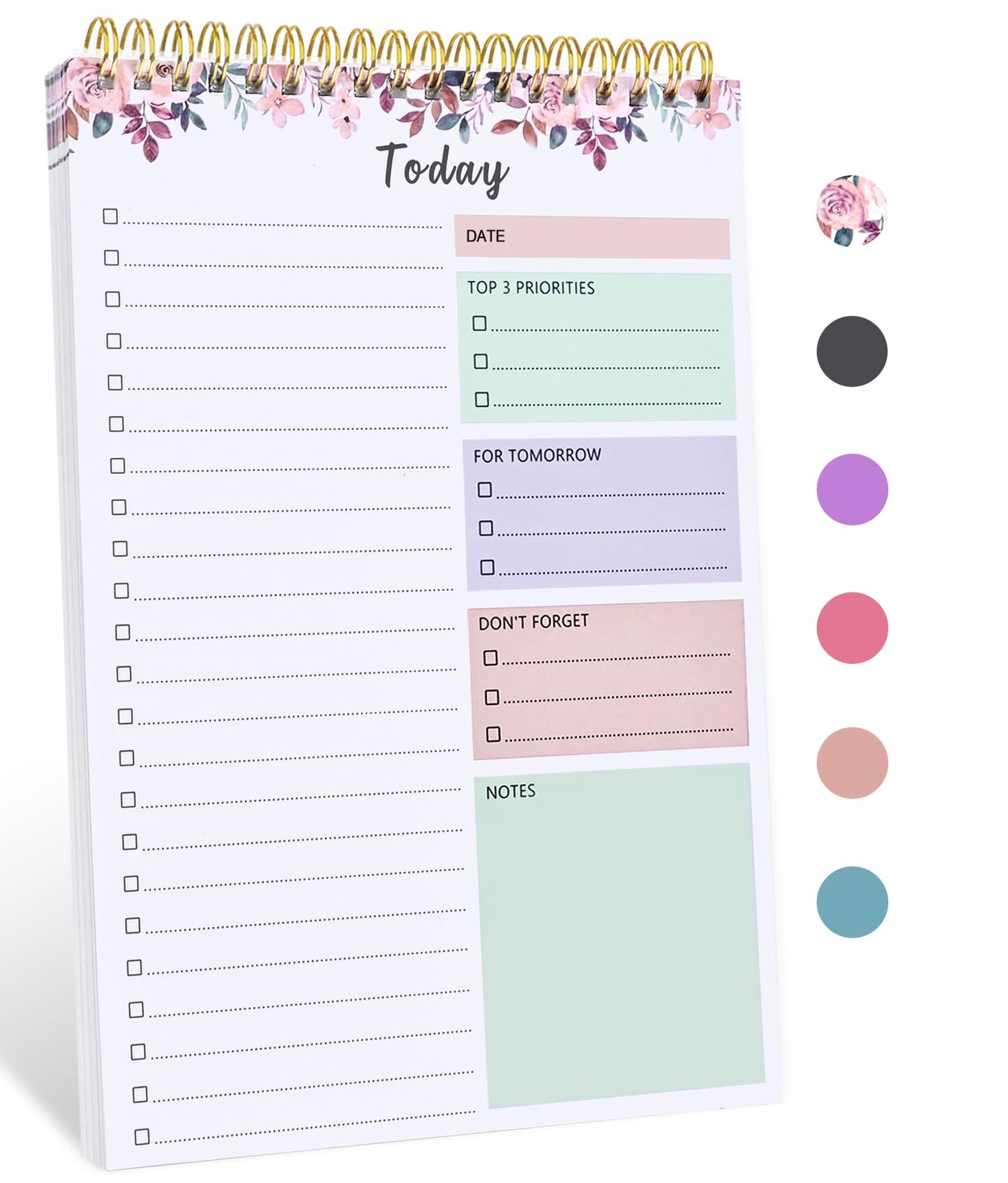 To Do List Notepad - To Do List Notebook for Work with 52 Sheets, Undated Daily Planner Perfect for Enhanced Productivity and Goal Achievement - Rosy
