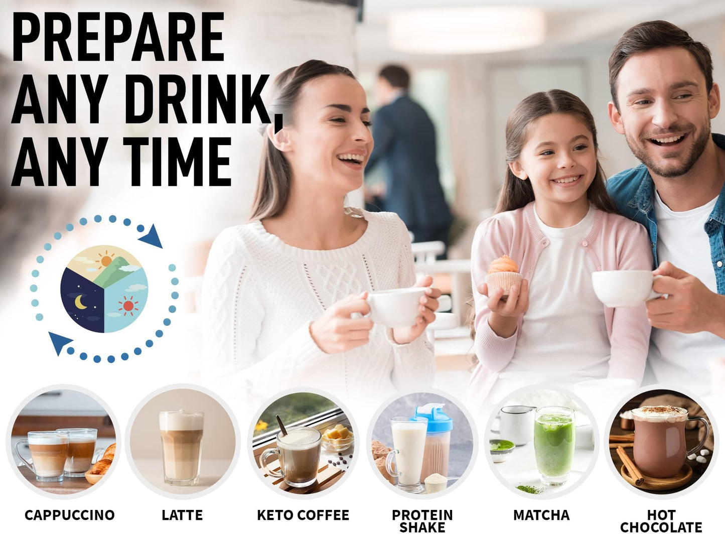 Zulay Kitchen Handheld Milk Frother Wand – Electric Drink Mixer with AA Batteries, Easy-Clean Whisk for Coffee, Lattes & Cappuccino, Black