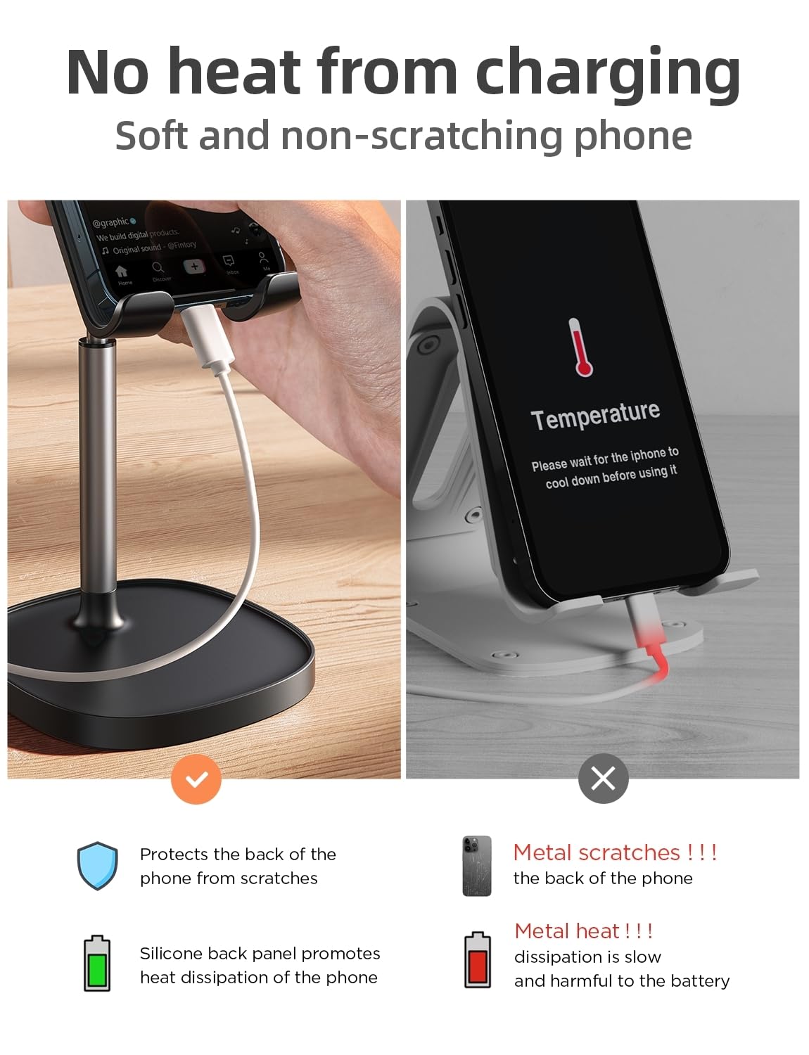 LISEN Cell Phone Stand Phone Holder for Desk Office Decor, Office Desk Accessories Women PC Gaming Essentials iPhone Stand Gadgets Men Gifts for Mom