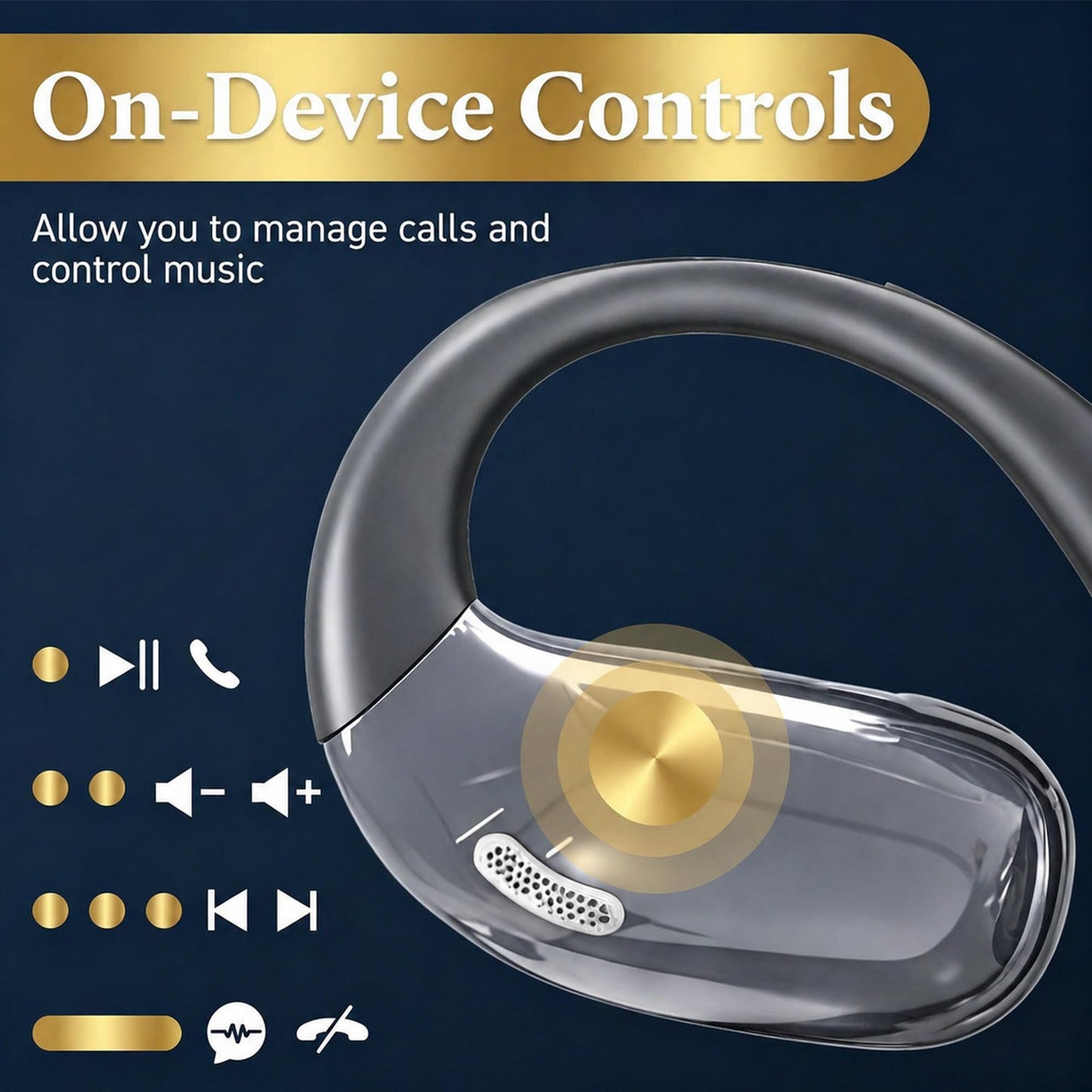 Open Ear Headphones, Wireless Headphones with Smart Digital Display & Mic