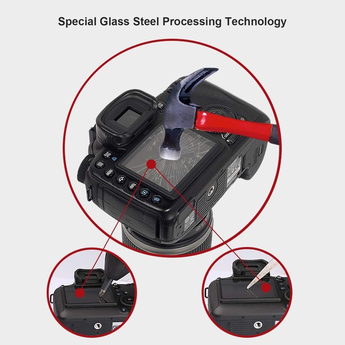 STSEETOP Screen Protector for Canon 6D with Clip-On Frame - Shatterproof Snap Installation, No Adhesive or Bubbles, Anti-Scratch Edge Protection