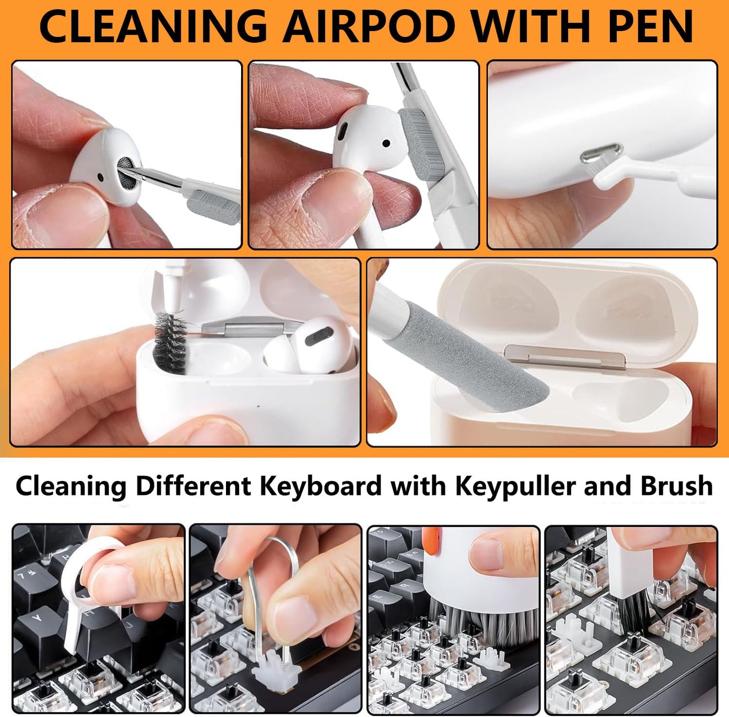 20 in 1 Multifunctional Cleaner Kit fit for Electronic Devices, Keyboard Cleaning Kit, Versatile Computer Screen Cleaning Brush Tool