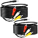 Yeebline 3.5 mm to RCA Camcorder AV Cable, 2-Pack 5ft 3.5mm Male to 3RCA Male Plug Stereo Audio Video Aux Adapter Cord for TV, Tablets, Smartphones