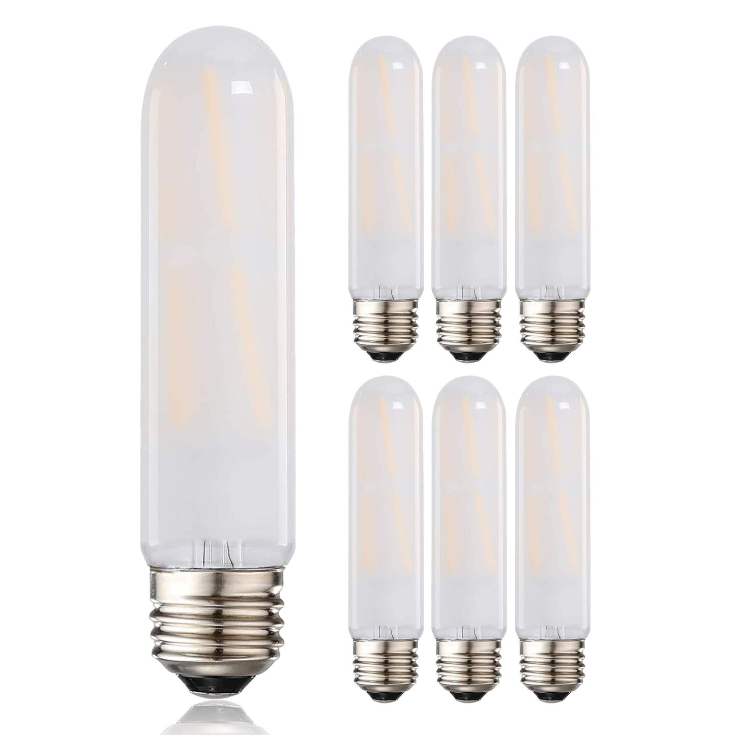 Leools T10 Led Frosted Bulb, 8W Dimmable Tubular LED Light Bulb,Equivalent 60-75Watt, 2700K Soft Warm White, Frosted Glass, E26 Base, for Cabinet