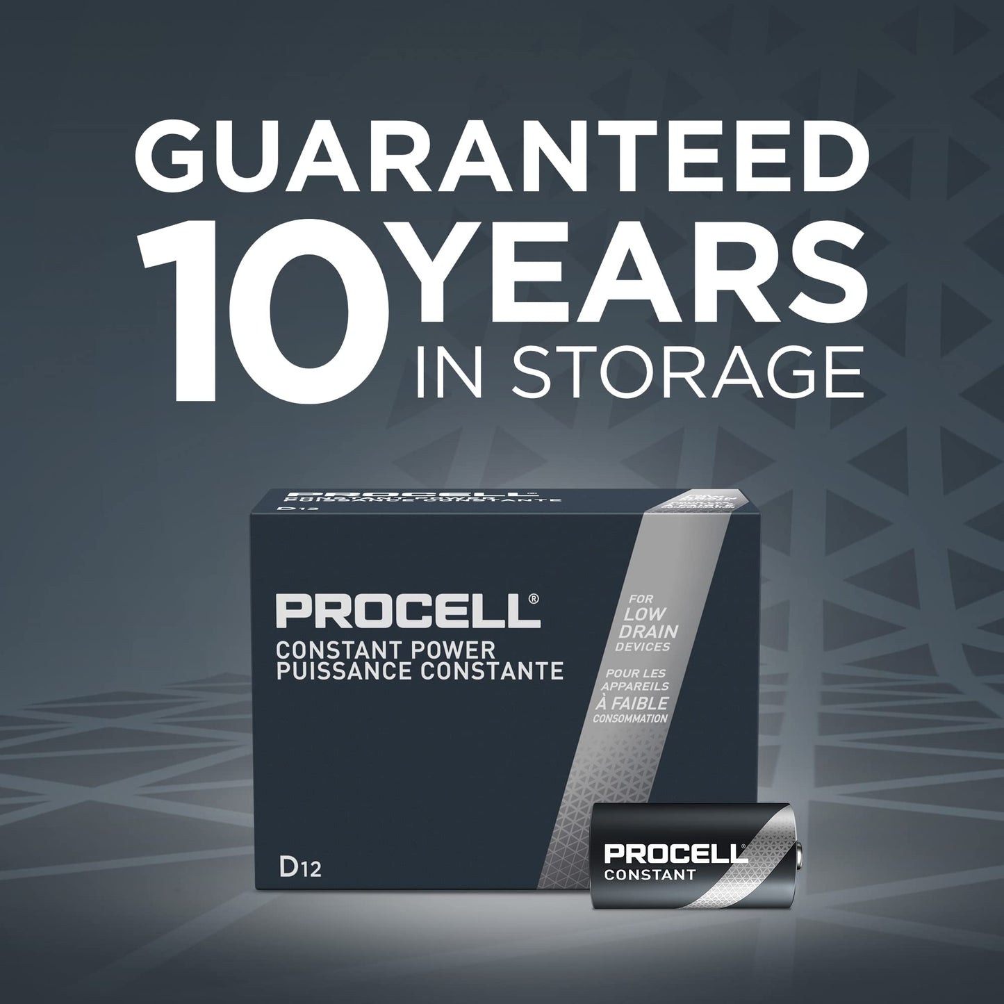 PROCELL Constant D Cell Long-Lasting Alkaline Batteries (72 Pack), 10-Year Shelf Life, Bulk Value Pack for Consistent Moderate Drain Professional…
