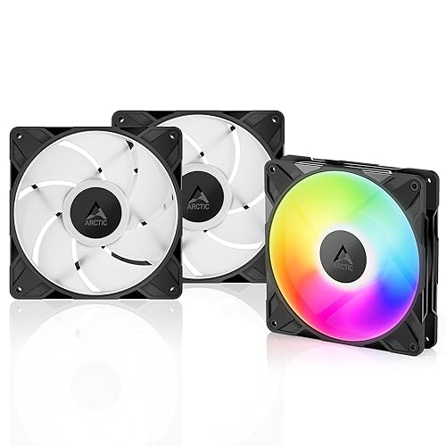 ARCTIC P14 Pro A-RGB - 3 Pack - Powerful Premium Fan, 140 mm PWM Fan with Y-Cable Splitte, 400-2500 RPM, 0 RPM <5% PWM, 5V Digital RGB, Fluid Dynamic