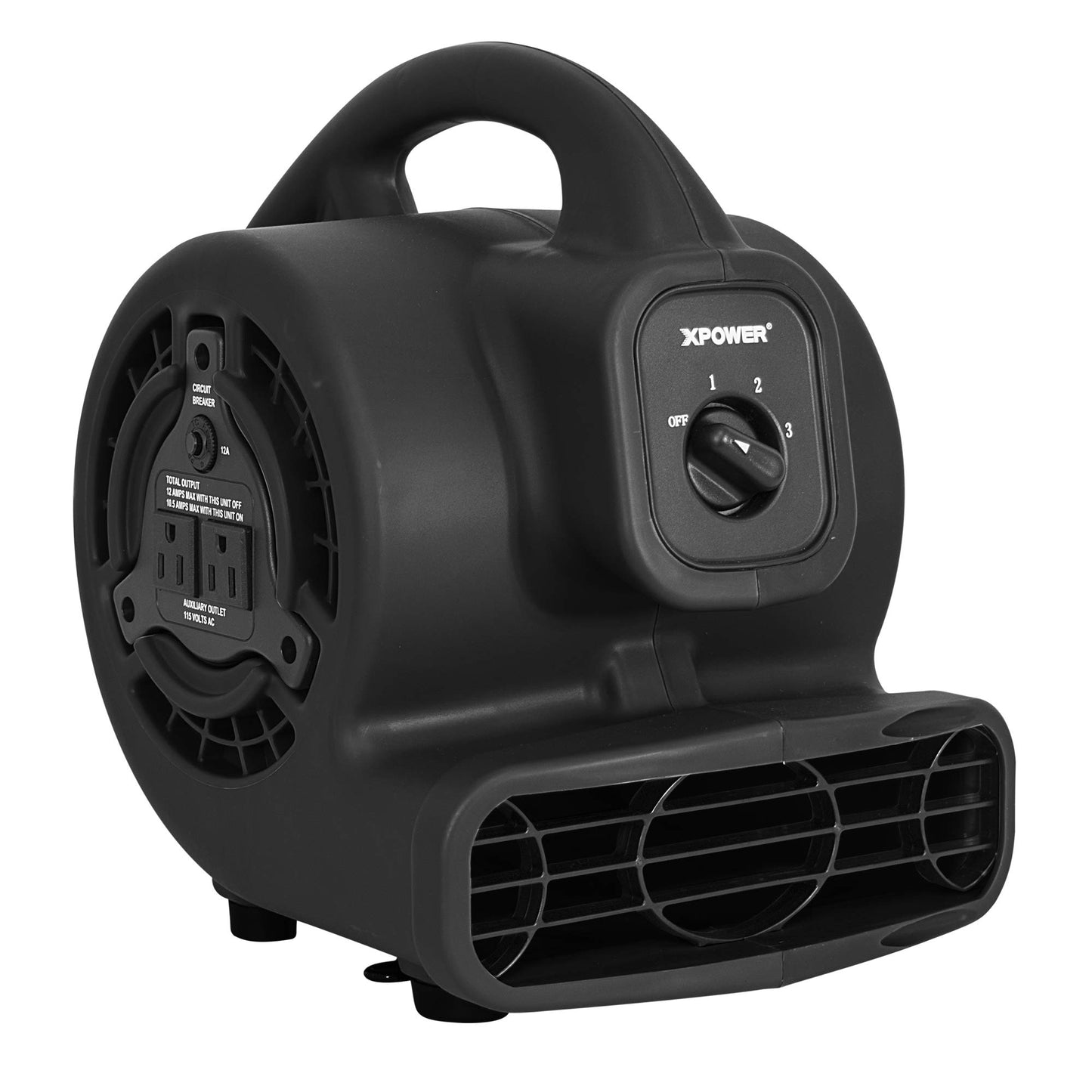 XPOWER P-80A Mini Mighty 138 W 600 CFM Centrifugal Air Mover, Carpet Dryer, Floor Fan, Blower, Stackable, Daisy Chain, for Water Damage Restoration