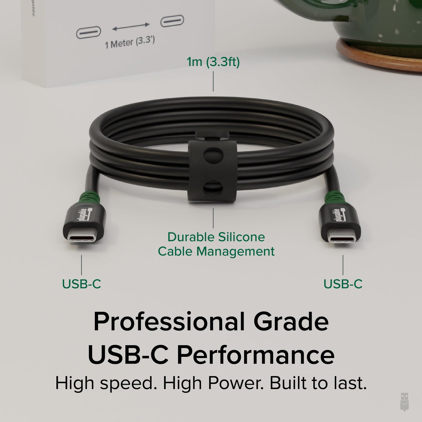 Plugable USB C Cable, 240W Charging Cable 20Gbps, 4K 120Hz, 8K 60Hz USB-C Monitor, for iPhone, MacBook, iPad, Samsung Galaxy, 3.3 Feet (USBC-240W-1M)