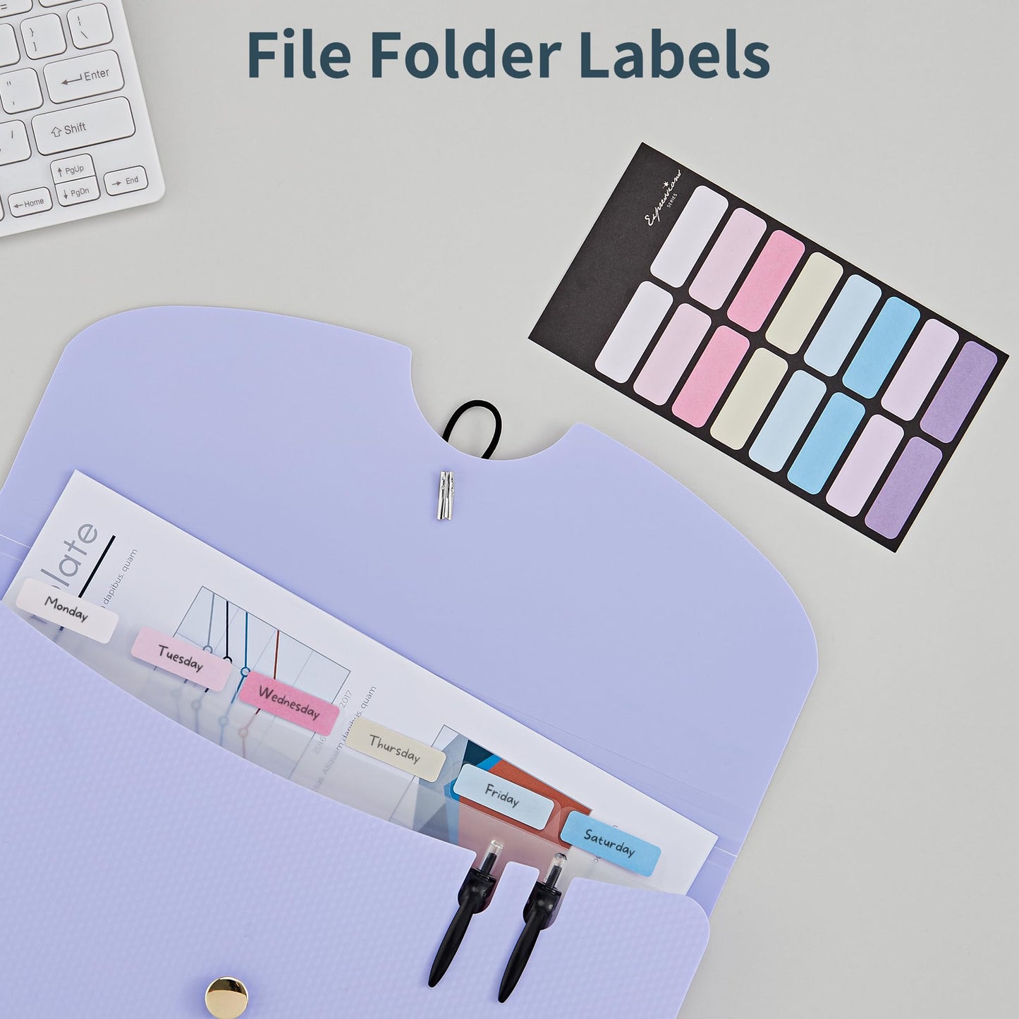 JARLINK 7 Pockets Expanding File Folder, A4 Accordion folders, Pupple&Pink