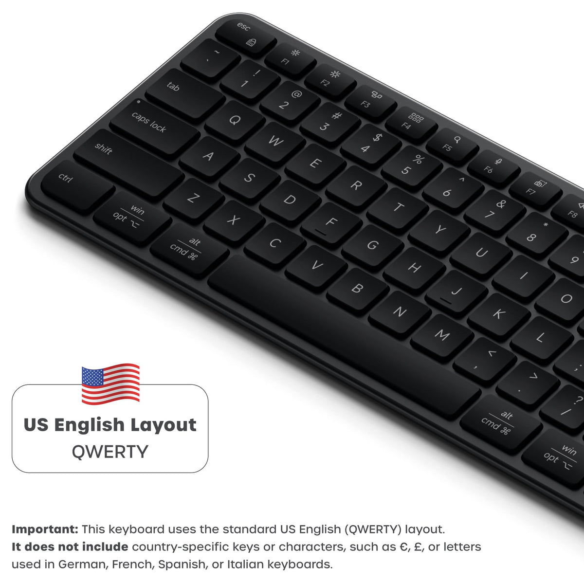 Satechi Slim EX3 Wireless Keyboard, Bluetooth & 2.4 GHz, Space Black