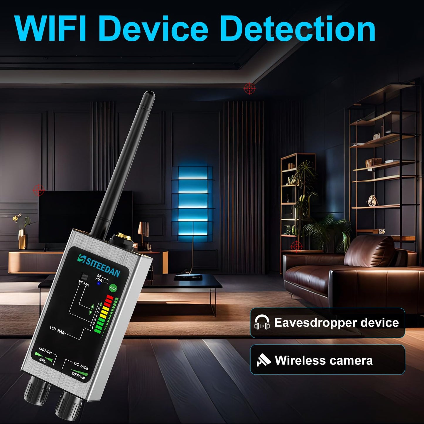 5-in-1 Multifunctional Camera Detector,Hidden Device Detector,Camera Finder Bug Detector for Comprehensive Privacy Protection