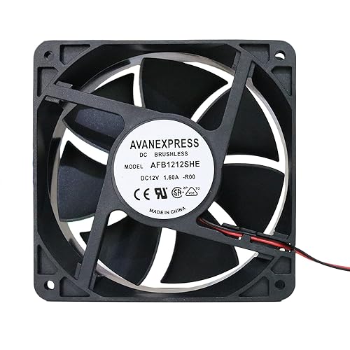 Twinklebay 120 x 38mm Cooling Fan, Replacement for AFB1212SHE High CFM 12038 Cooling Fan, 120 x 120 x 38mm with 2 Pins 2 Wires Connector (12V DC)