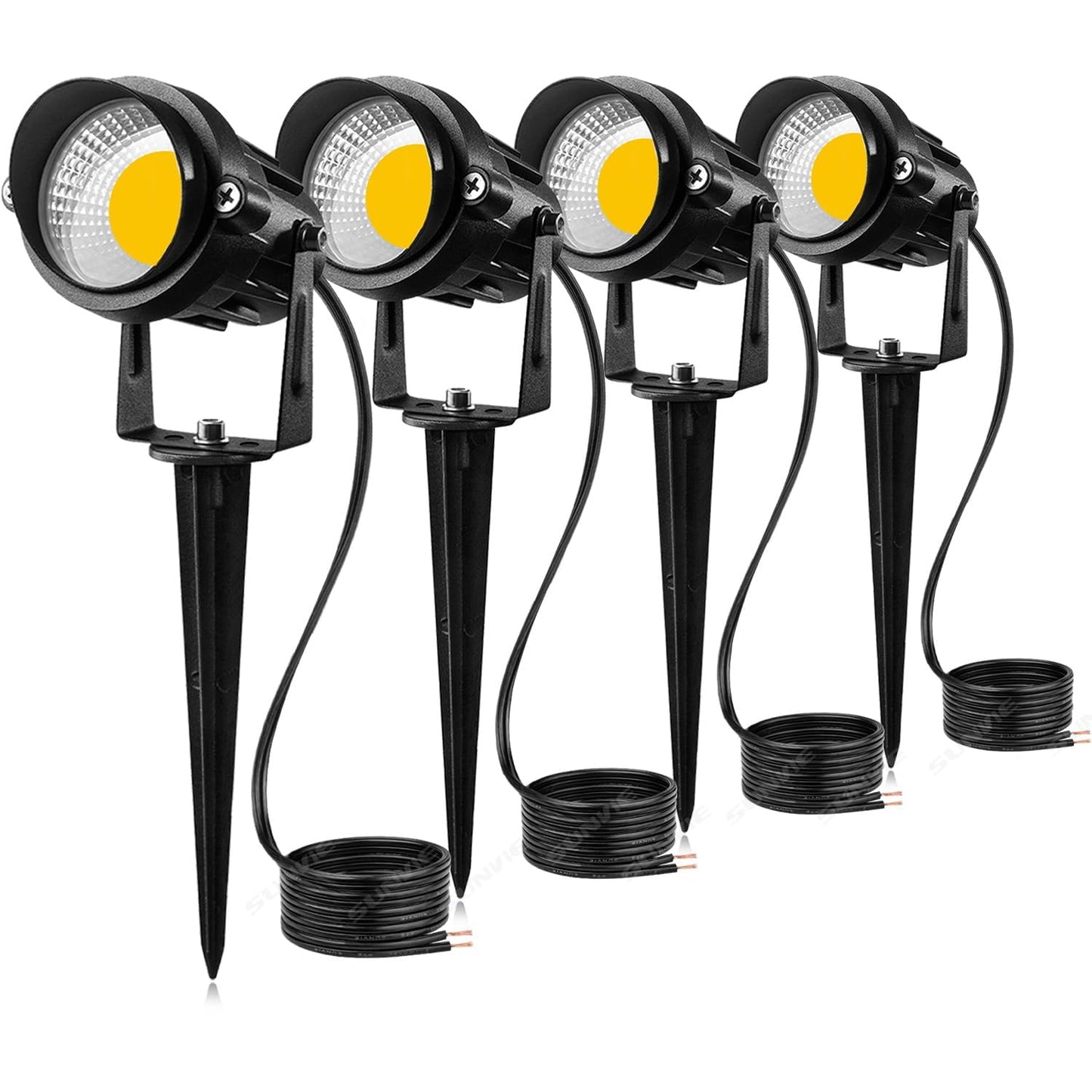 SUNVIE 12W LED Landscape Lighting Low Voltage (AC/DC 12V) Waterproof Garden Pathway Lights Super Warm White (900LM) Walls Trees Flags Outdoor