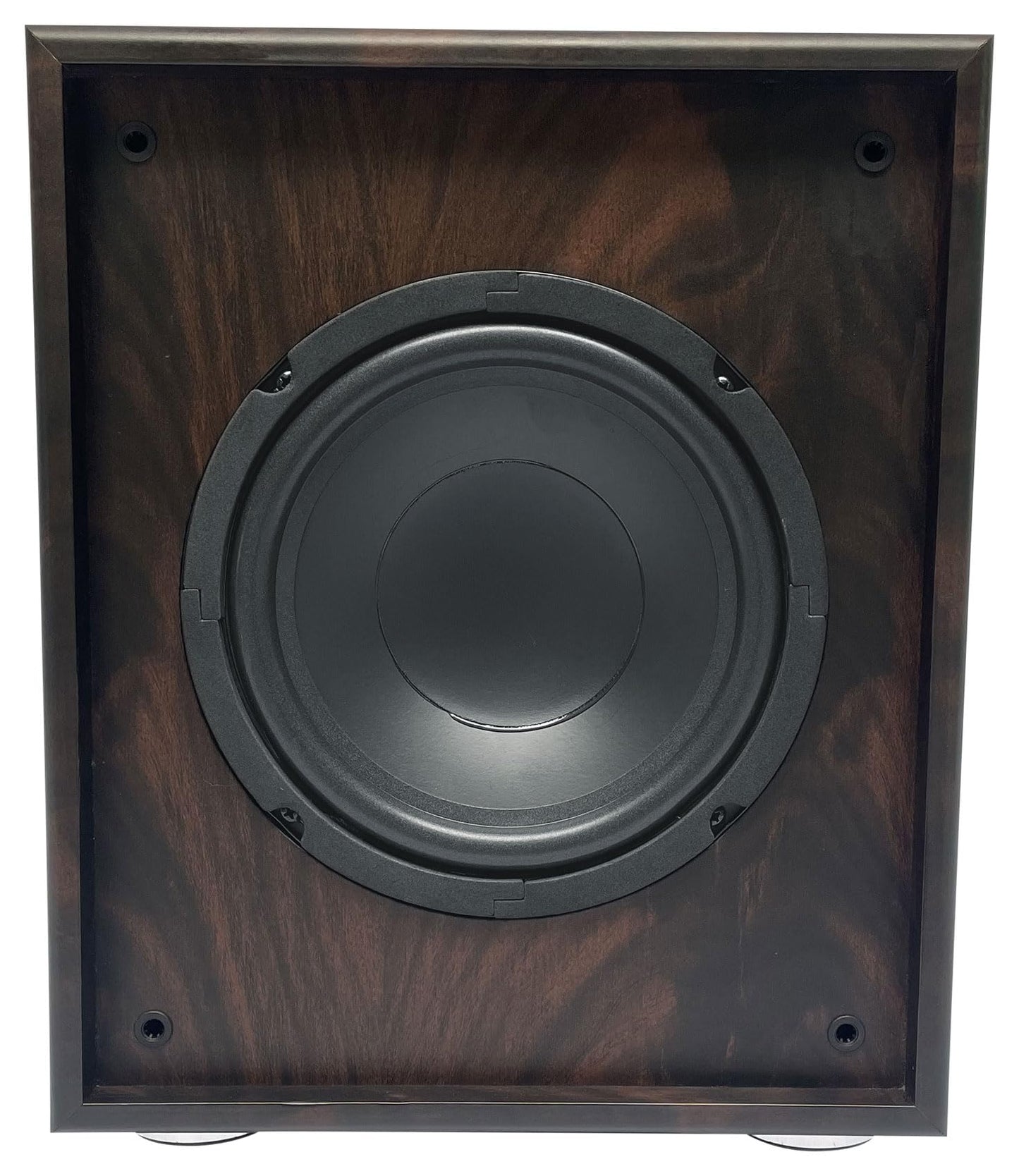 Rockville Rock Shaker Dark Wood 400W 8-Inch Powered Subwoofer, Deep Bass, Adjustable Controls, Stylish Finish, for Home Theater and Music
