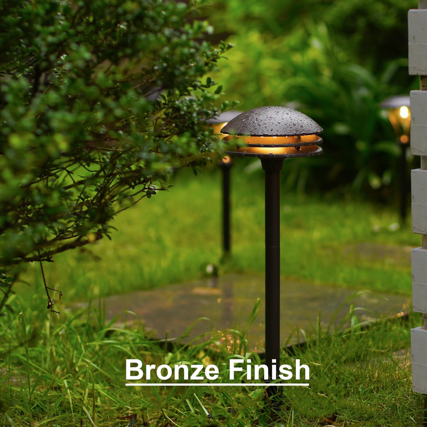 GOODSMANN Landscape Lighting Low Voltage Pathway Lights LED 2PK 4W 80 Lumen Outdoor Landscape Lighting 3 Tier Pagoda Landscape Path Lights 3000K Warm