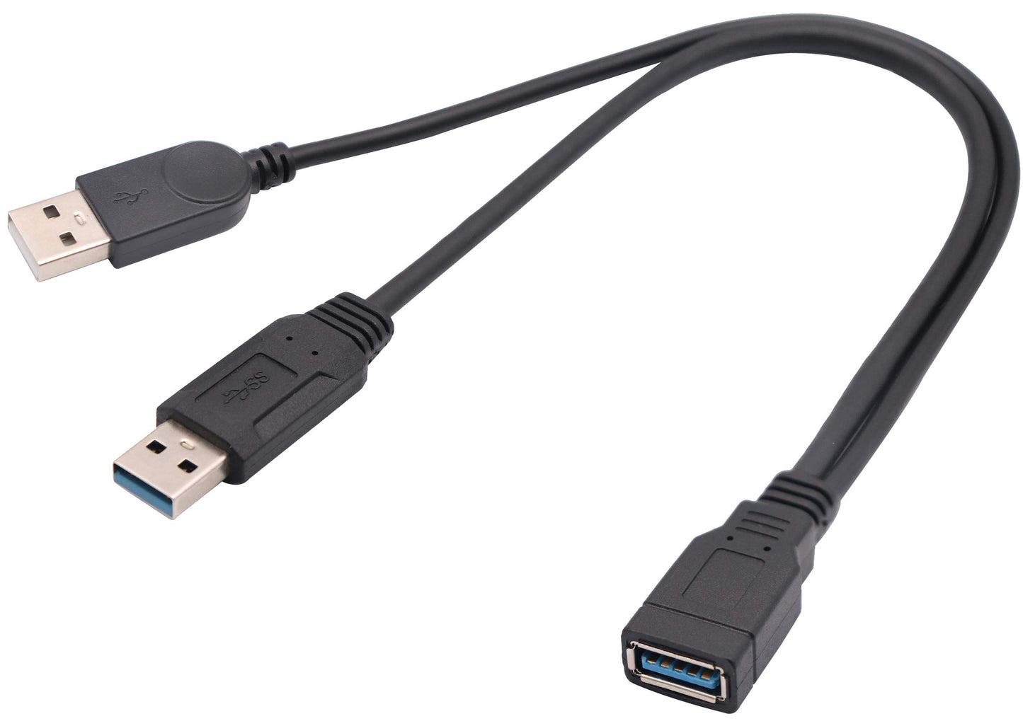 AAOTOKK USB A 3.0 Y Splitter Cable, USB 3.0 A Female to Dual USB 3.0 A Male + USB 2.0 A Male Extra Power Charging & Data Transfer Dual USB Y Splitter