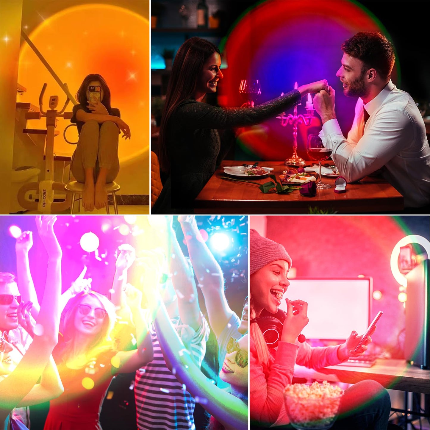 Sunset Lamp Projector, Rainbow Projection Led Lights with Remote, 16 Colors Multicolor Changing LED Night Light, Sunlight Light for Photography Selfie