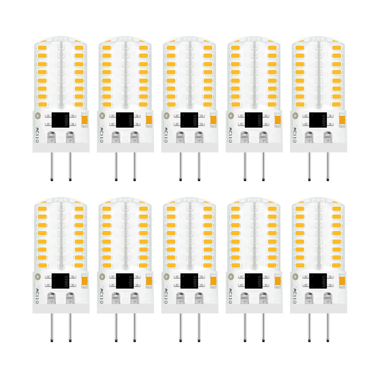 TZHILAN G4 LED Bulb Dimmable 110V 120V 2.6W 280 Lumens 64pcs Silicone Lamp Equivalent to 20W Halogen Bulb Replacement Warm White 2700K-3000K G4 Light