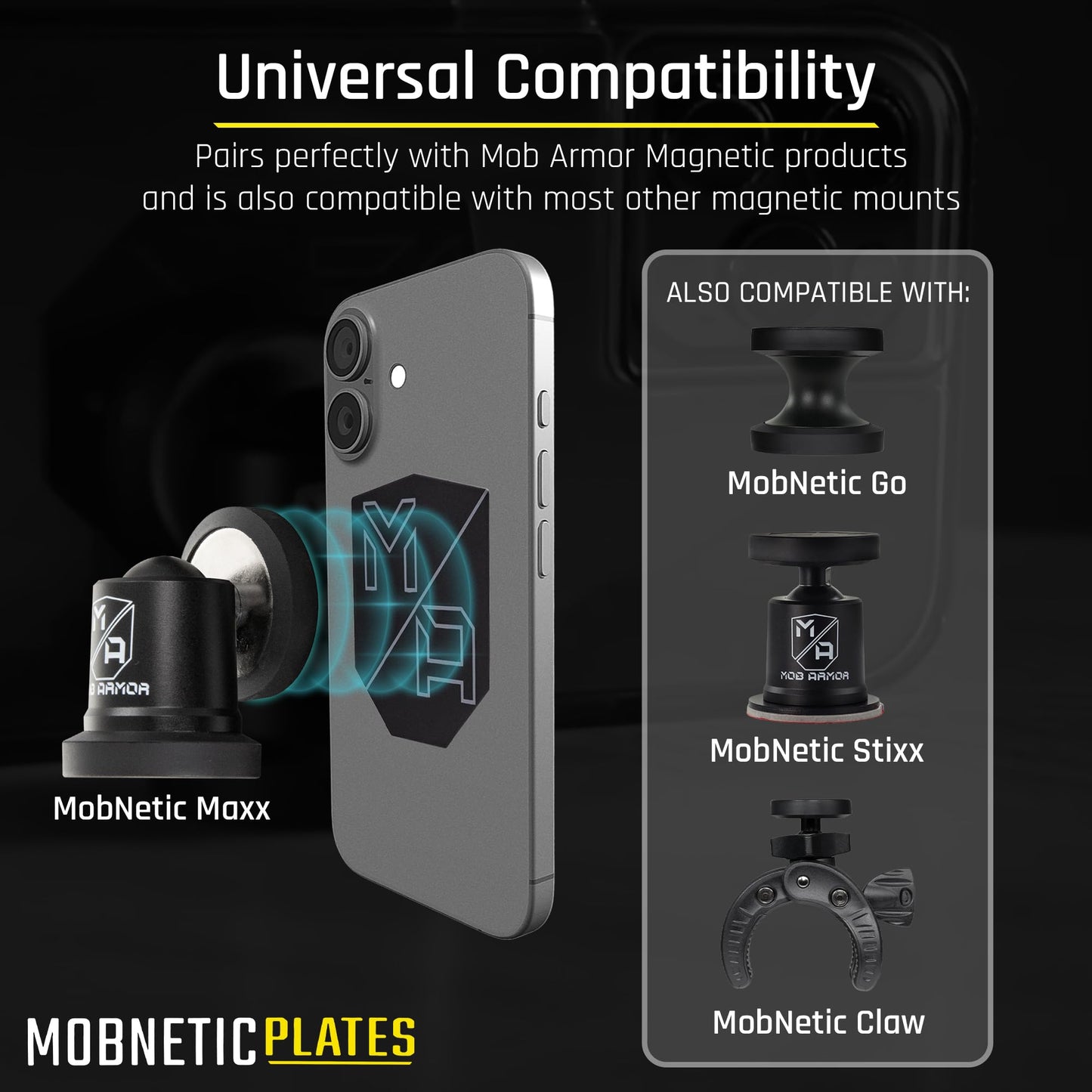 Mob Armor MobNetic Plate - Magnetic Phone Mounting Plate - 0.02inch Thick Metal - iPhone & Android Smartphone Compatible - 3M VHB Adhesive Cars Trucks