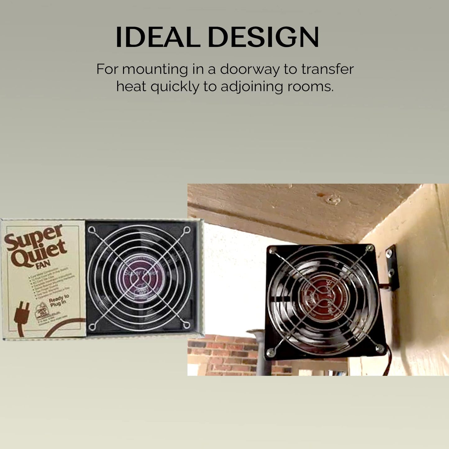 Firewood Racks&More Super Quiet Air Cooling Doorway Corner Fan | Room-to-Room Minuteman | Button Controller | Ideal for Mounting to Transfer Heat