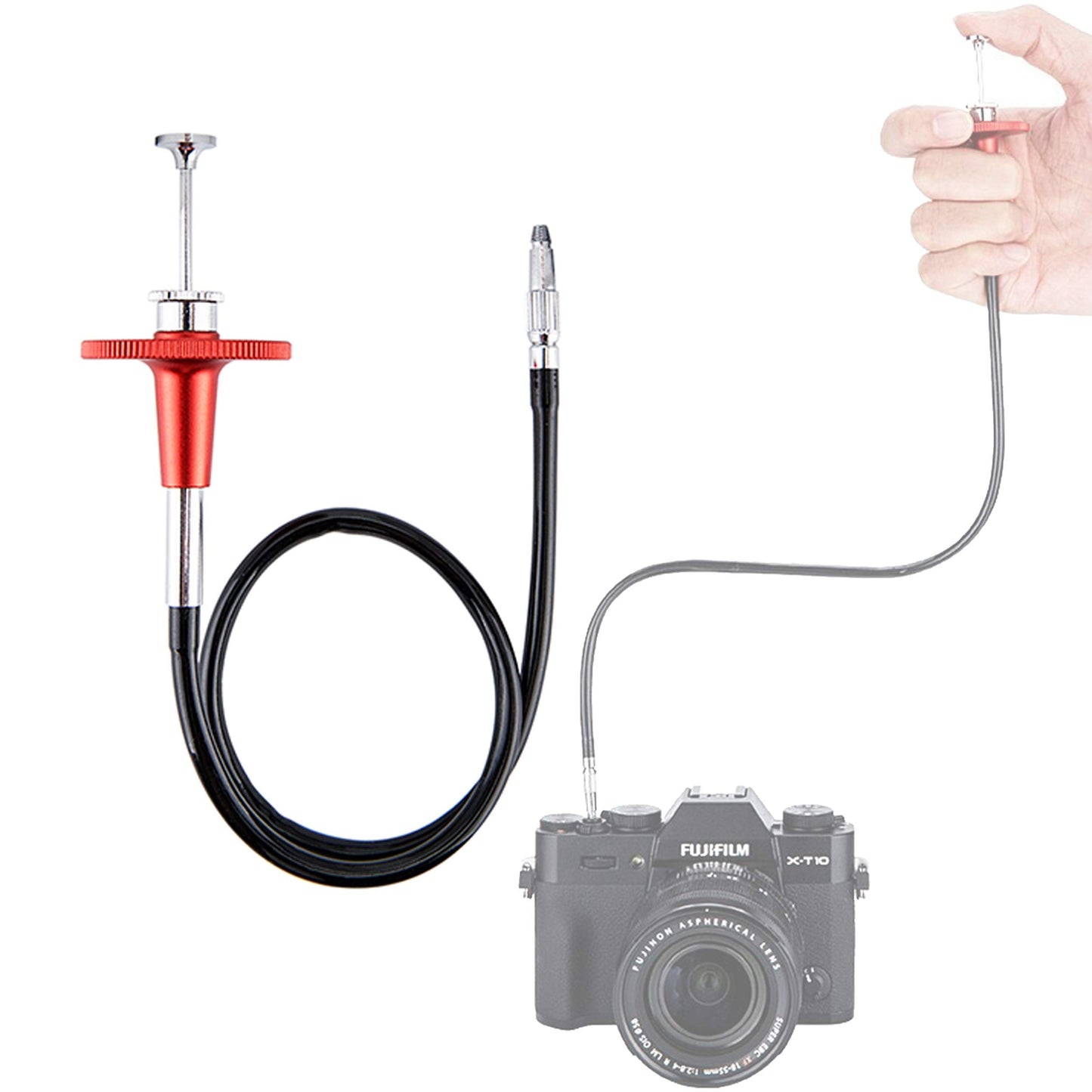 JJC 40cm Red Mechanical Cable Shutter Threaded Release, Bulb-Lock Design for Long Exposure, fits Fuji XT1 XT2 XT3 XT4 X100T Leica M6 M7 M8 Sony RX1