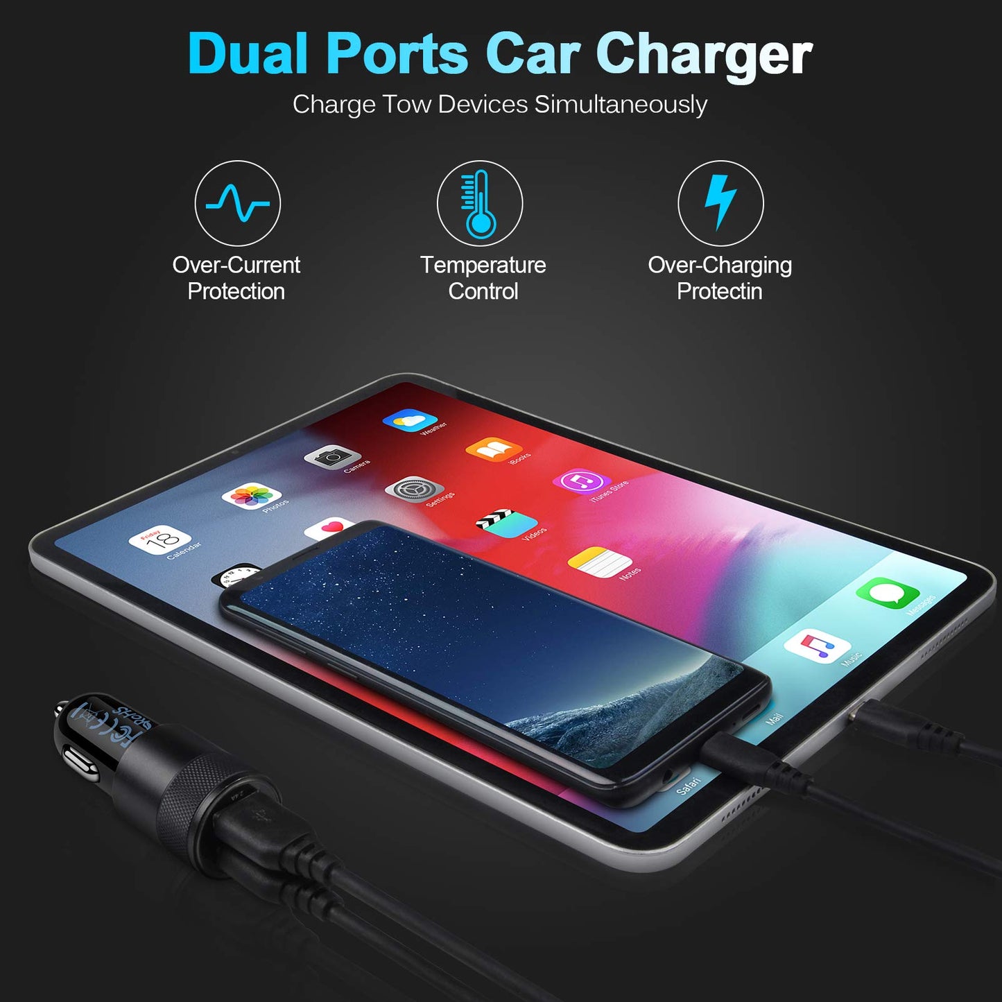 Fast Car Charger, 2Pack 3.4A Fast Charging Car Adapter Dual Port Cigarette Lighter USB Charger for iPhone 16e 16 15 14 13 12 11 Pro Max SE XR XS X 8 7