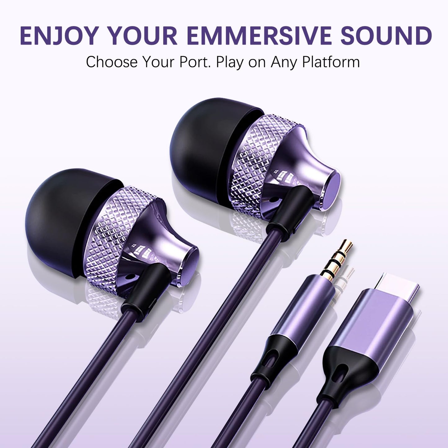 Bodykoo Pro Gaming Earphones with Built-in Microphone, 3.5mm & USB-C Options, 10mm Dynamic Driver for Spatial Audio, Smart in-Line Control, Secure…