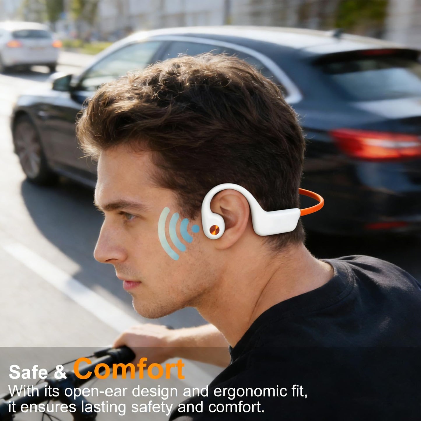 2026 Bone Conduction Bluetooth 6.0 Headphones, Open-Ear Headset with Mic, Type-C Charging, 10-Hour Battery Life, IPX5 Sweatproof, Dual-Device