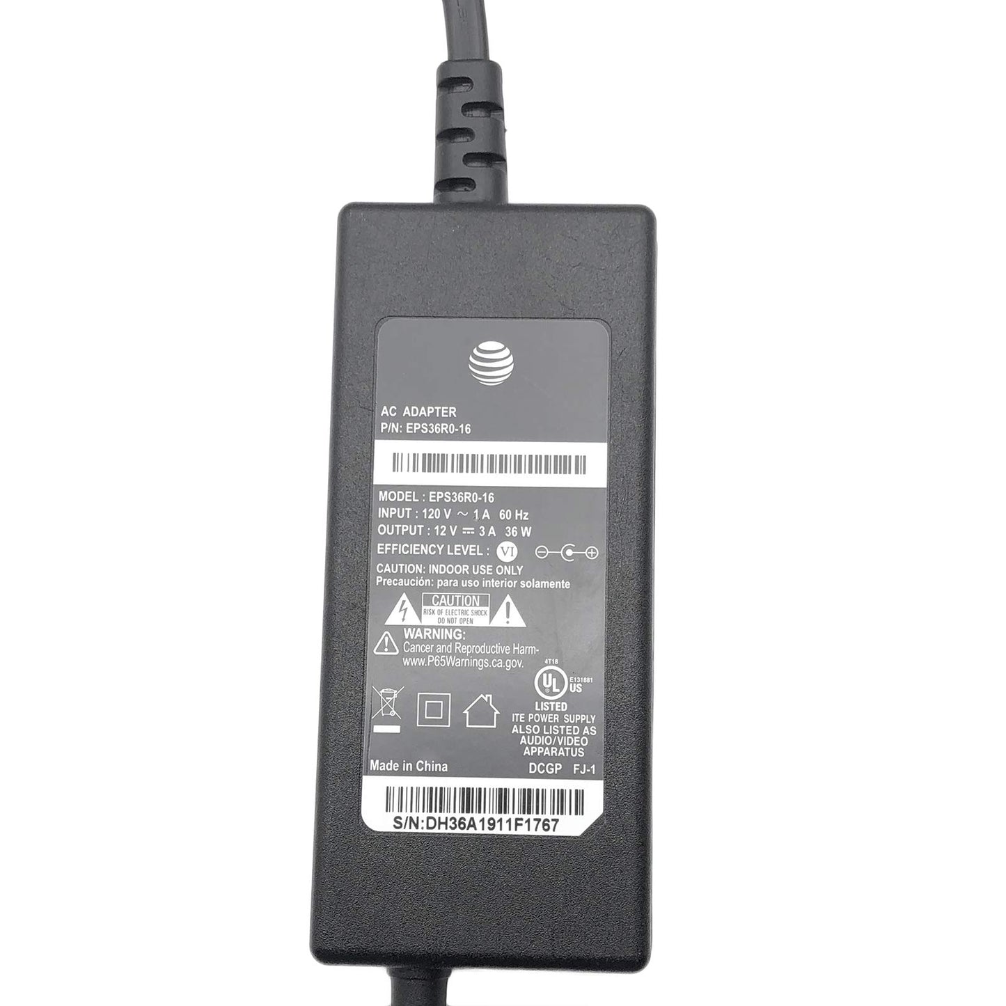 AC/DC Adapter Power Supply Charger AT&T EPS36R0-16 12V 3A 36W w/PC