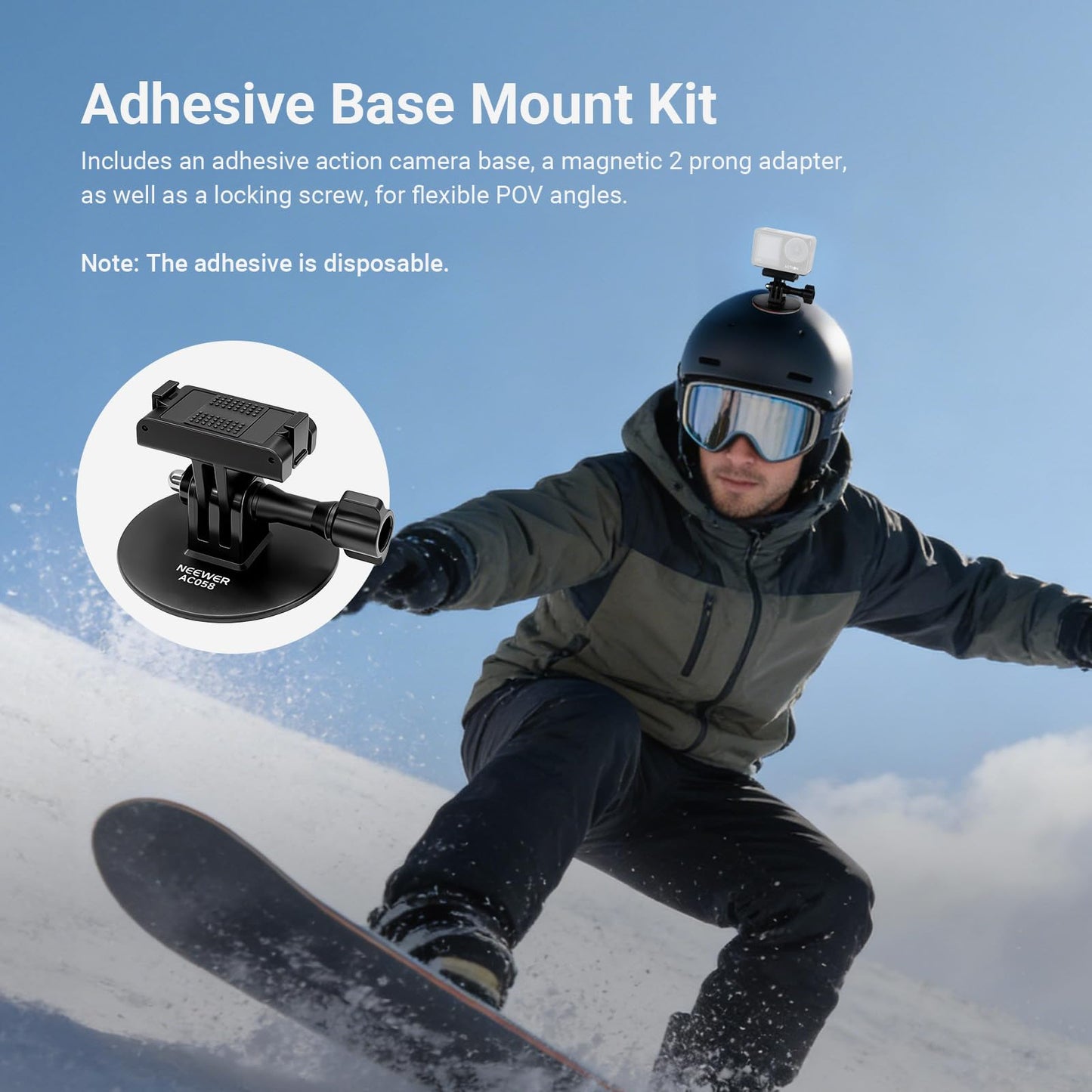NEEWER Adhesive Base Mount Kit Compatible with DJI Osmo Nano/Osmo 360/Action 6 5 Pro 4 3, Magnetic Quick Release Adapter Stand Bracket Action Camera