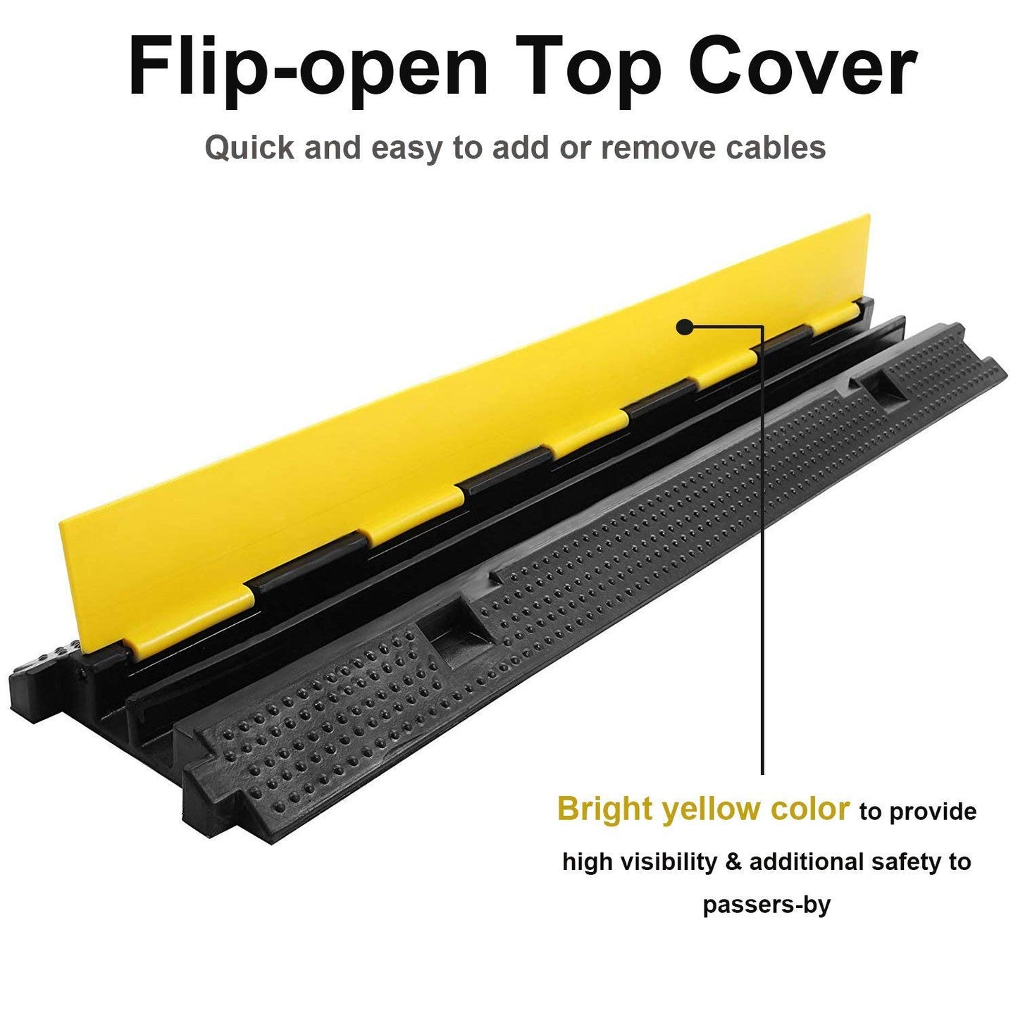 Reliancer 3 Pack Dual Channel Rubber Cable Protector Ramp 2 Channel Traffic Speed Bump 11000lbs Capacity Heavy Duty Driveway Hose Cover Ramp Cord