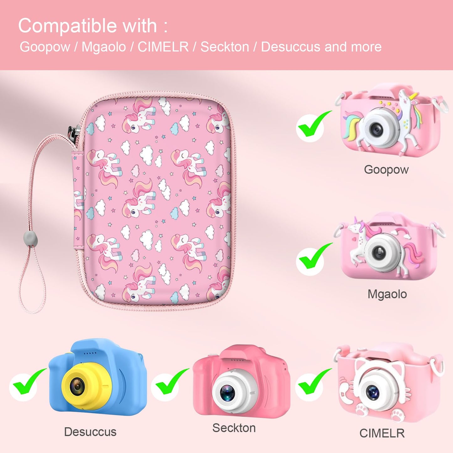 FINTIE Kids Camera Case Compatible with Goopow/Seckton/Dylanto/Mgaolo/Masterbee/CIMELR/Desuccus Kids Digital Camera Toys, Children Carrying Bag